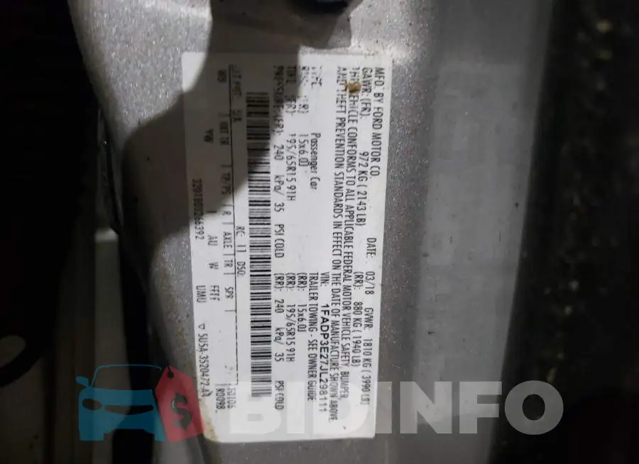 1FADP3E27JL298111 Photo# 12