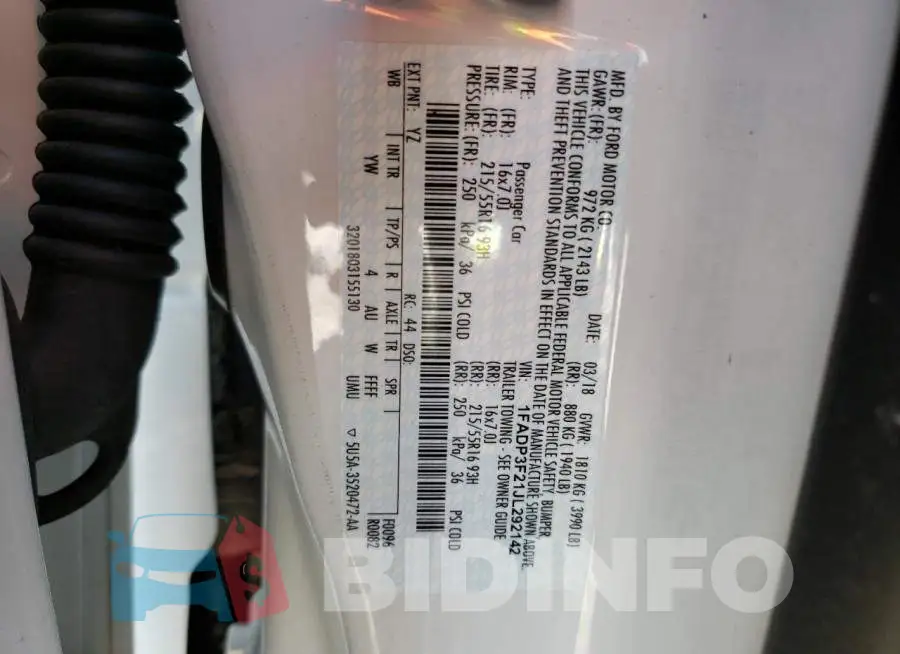 1FADP3F21JL292142 Photo# 13