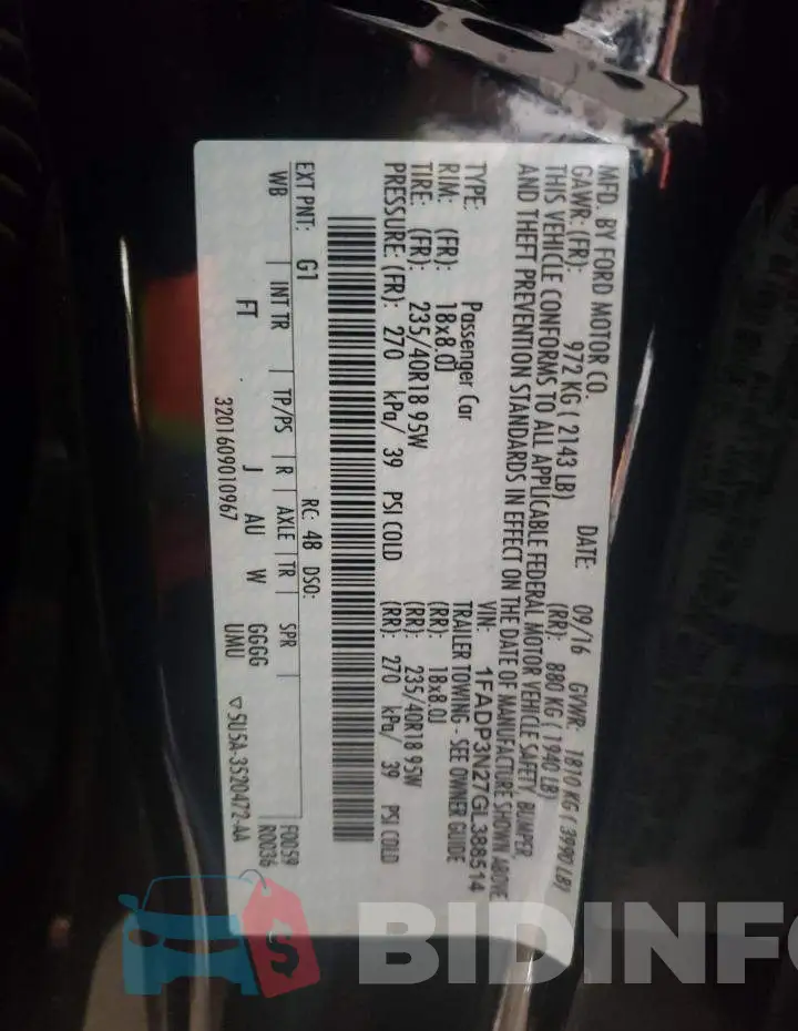 1FADP3N27GL388514 Photo# 14