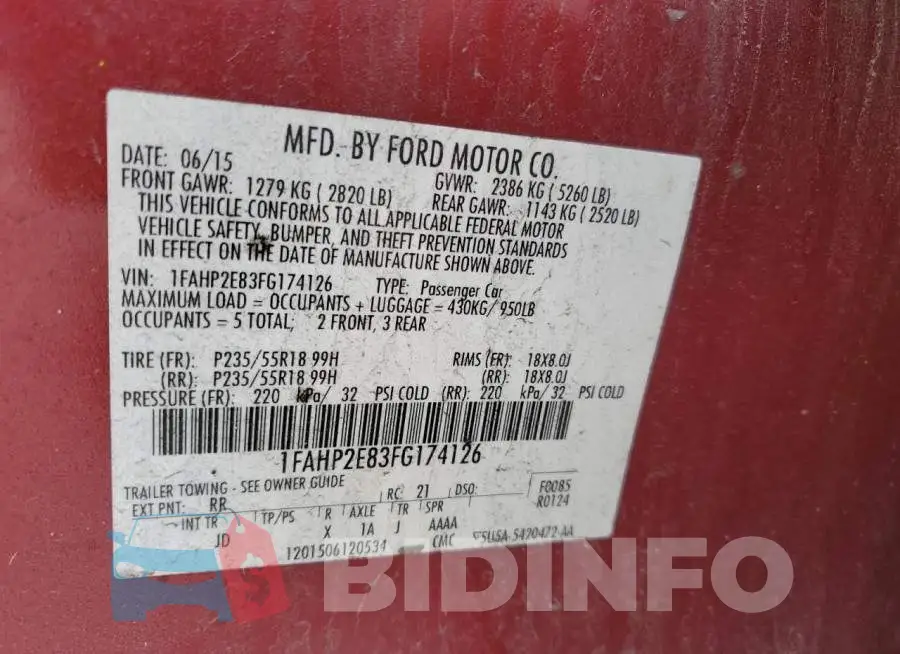 1FAHP2E83FG174126 Photo# 12