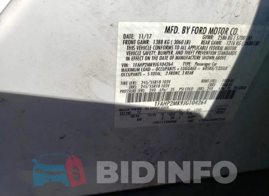 1FAHP2MK9JG104264 Photo# 12
