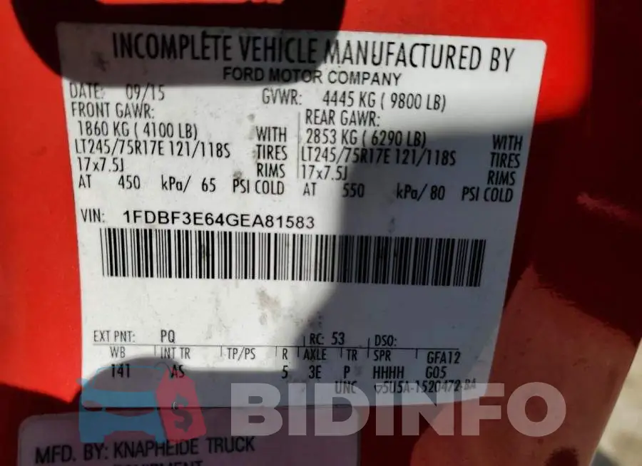 1FDBF3E64GEA81583 Photo# 12