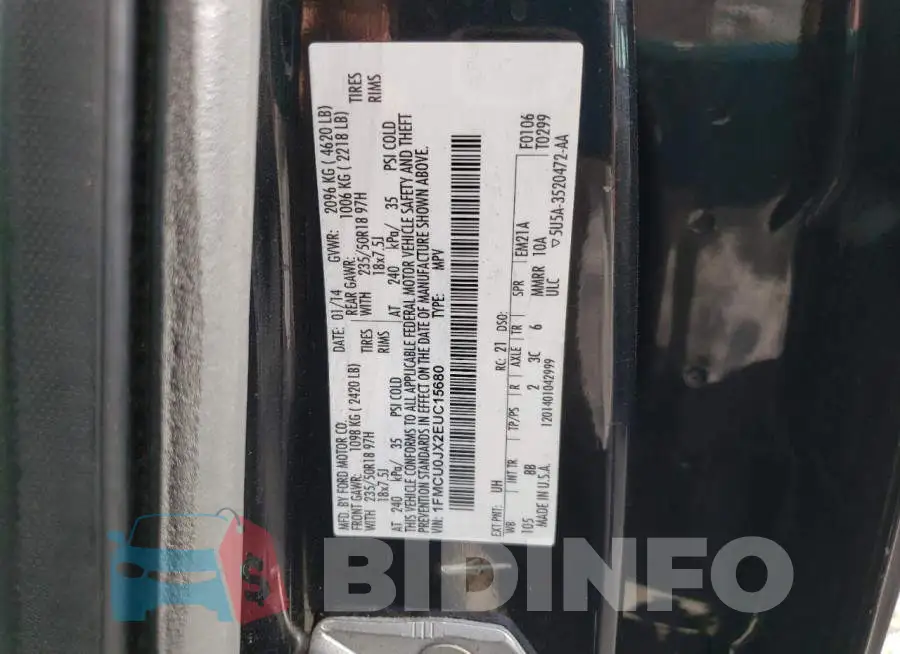 1FMCU0JX2EUC15680 Photo# 13