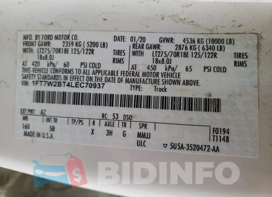 1FT7W2BT4LEC70937 Photo# 10