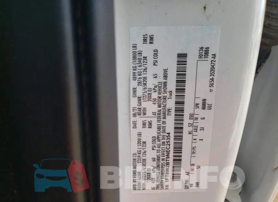 1FT8W2BT9NEC25354 Photo# 12