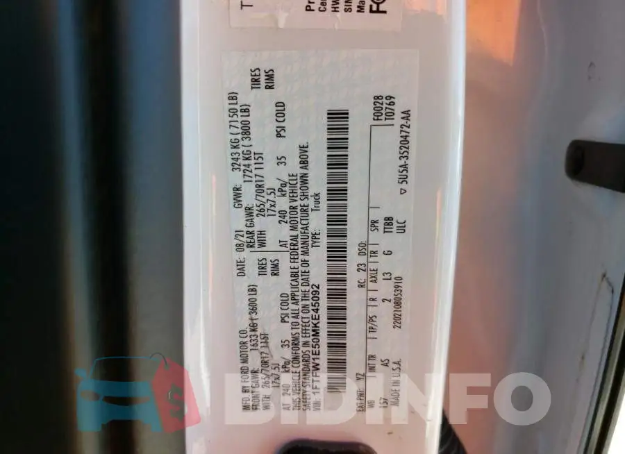 1FTFW1E50MKE45092 Photo# 13