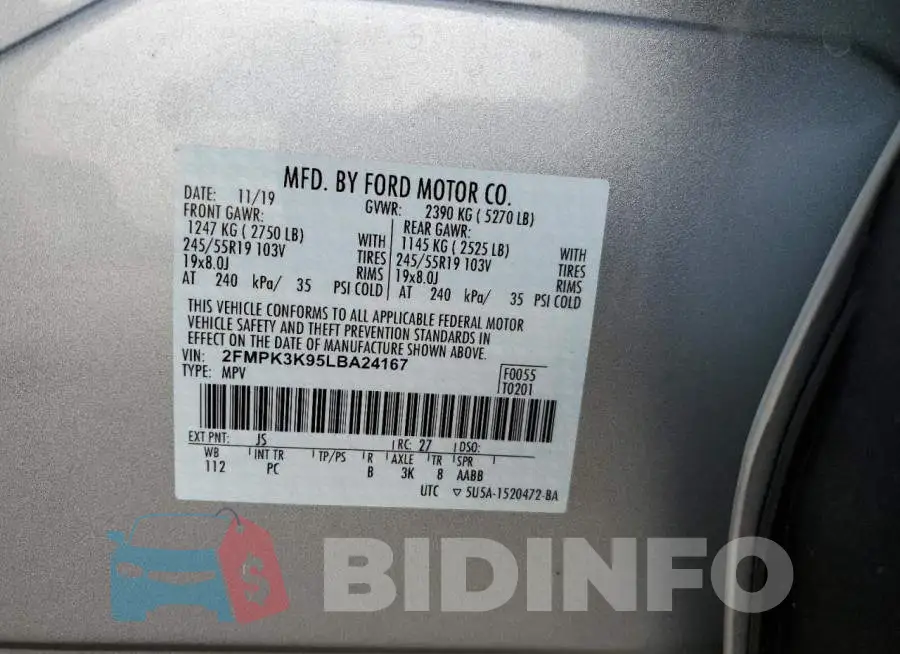 2FMPK3K95LBA24167 Photo# 13