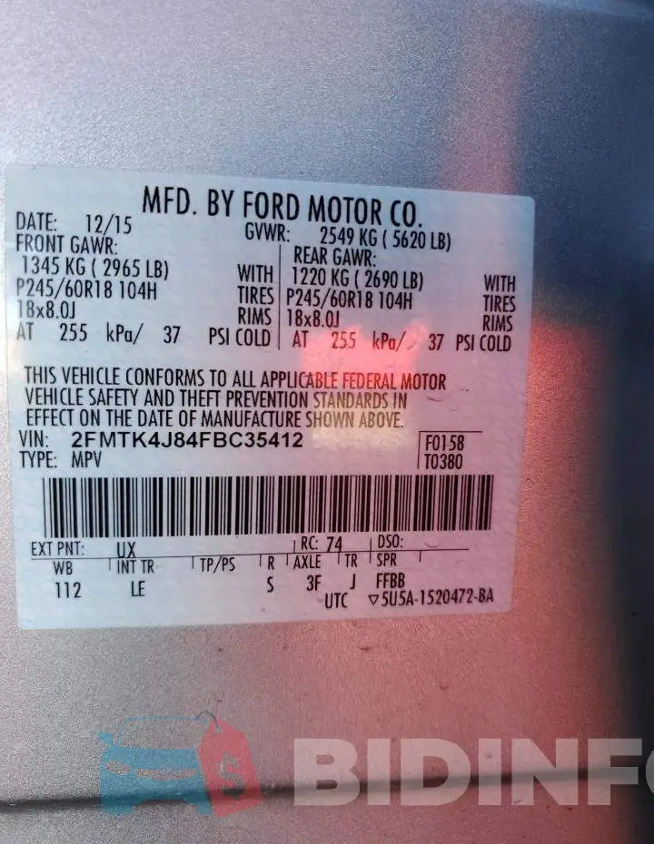 2FMTK4J84FBC35412 Photo# 13
