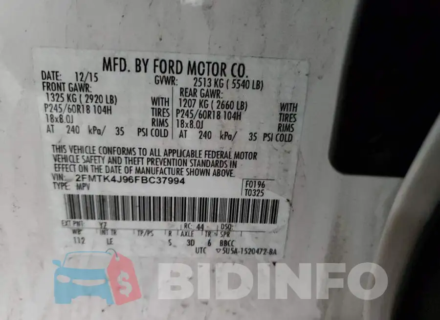 2FMTK4J96FBC37994 Photo# 13
