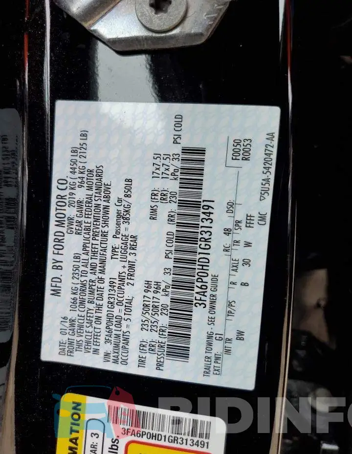 3FA6P0HD1GR313491 Photo# 12