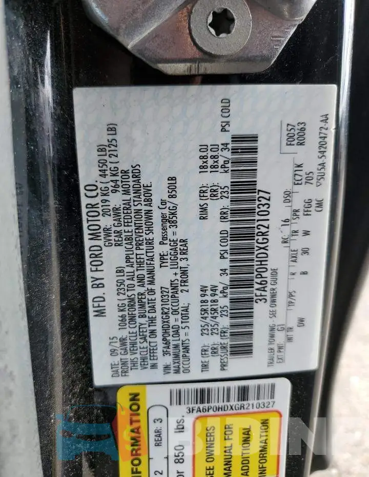 3FA6P0HDXGR210327 Photo# 13