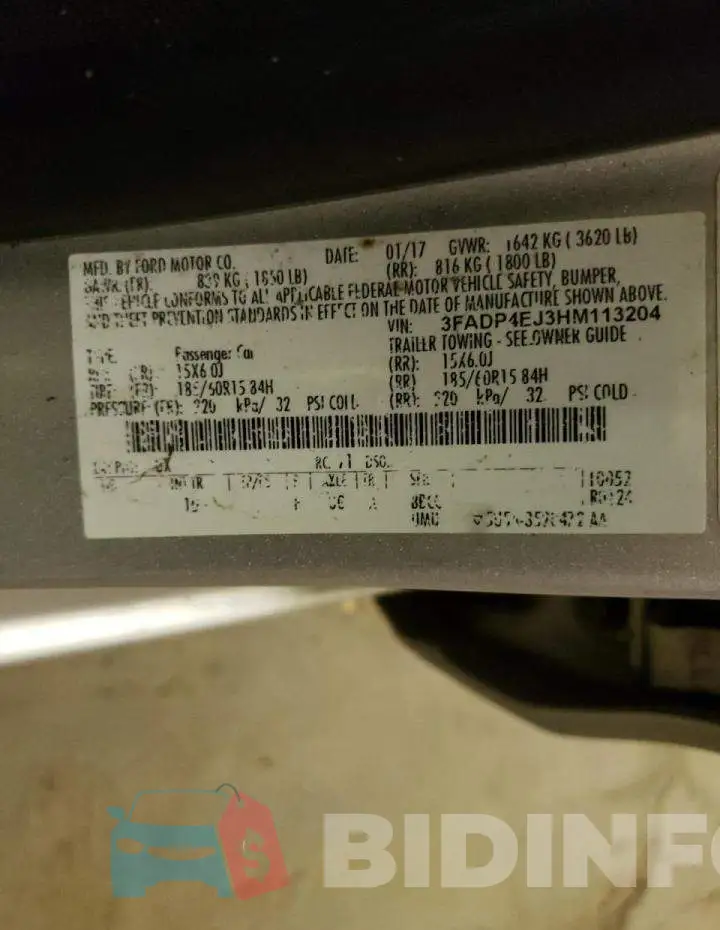 3FADP4EJ3HM113204 Photo# 10
