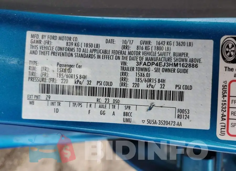 3FADP4EJ3HM162886 Photo# 13