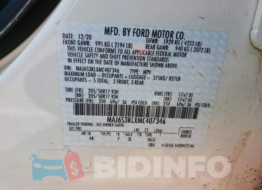 MAJ6S3KLXMC407346 Photo# 12