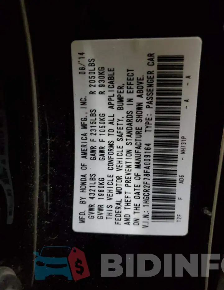1HGCR2F78FA009164 Photo# 12