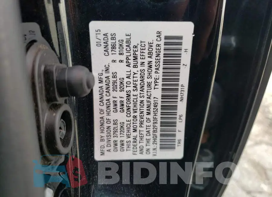 2HGFB2F93FH524917 Photo# 12
