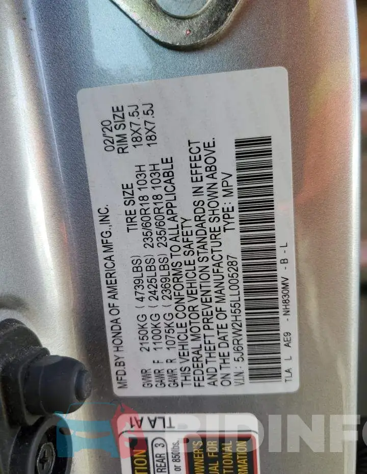 5J6RW2H55LL005287 Photo# 13