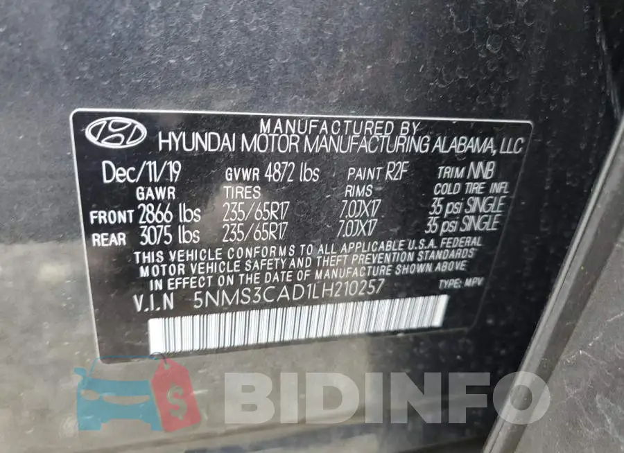 5NMS3CAD1LH210257 Photo# 14