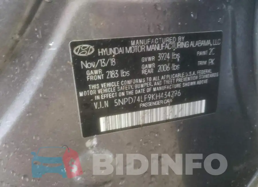 5NPD74LF9KH434296 Photo# 13