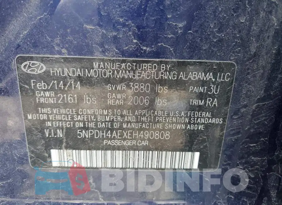 5NPDH4AEXEH490808 Photo# 12