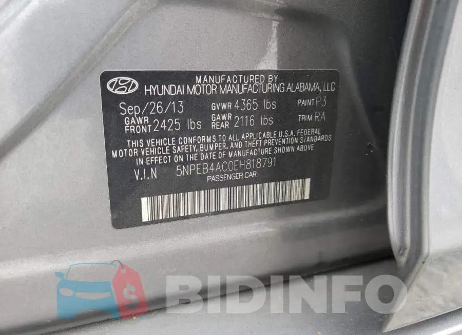 5NPEB4AC0EH818791 Photo# 12
