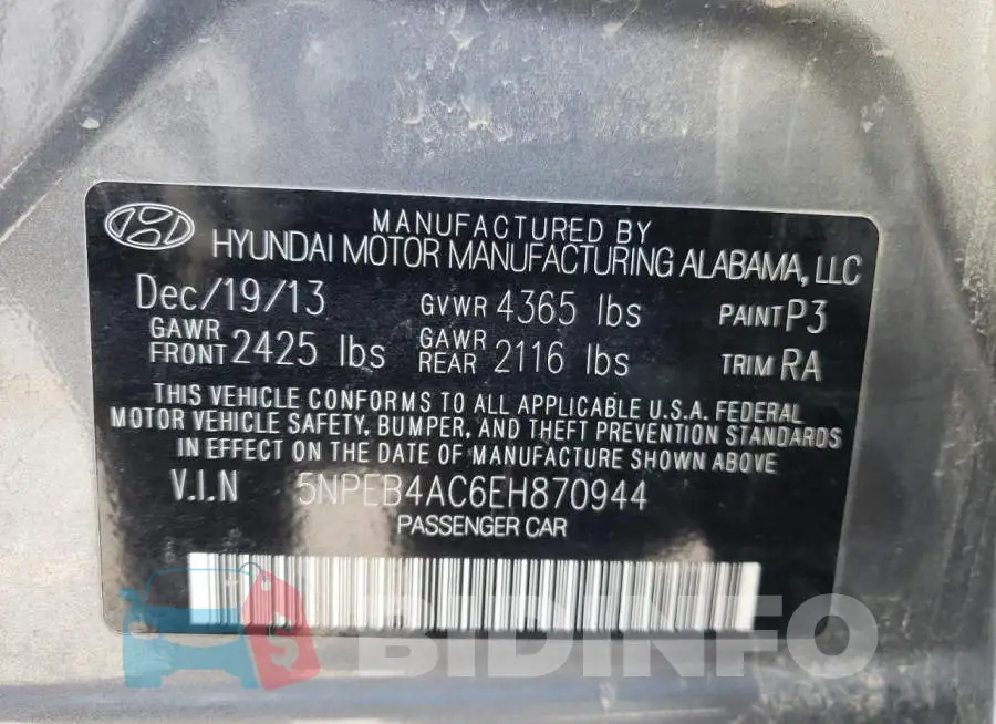 5NPEB4AC6EH870944 Photo# 12