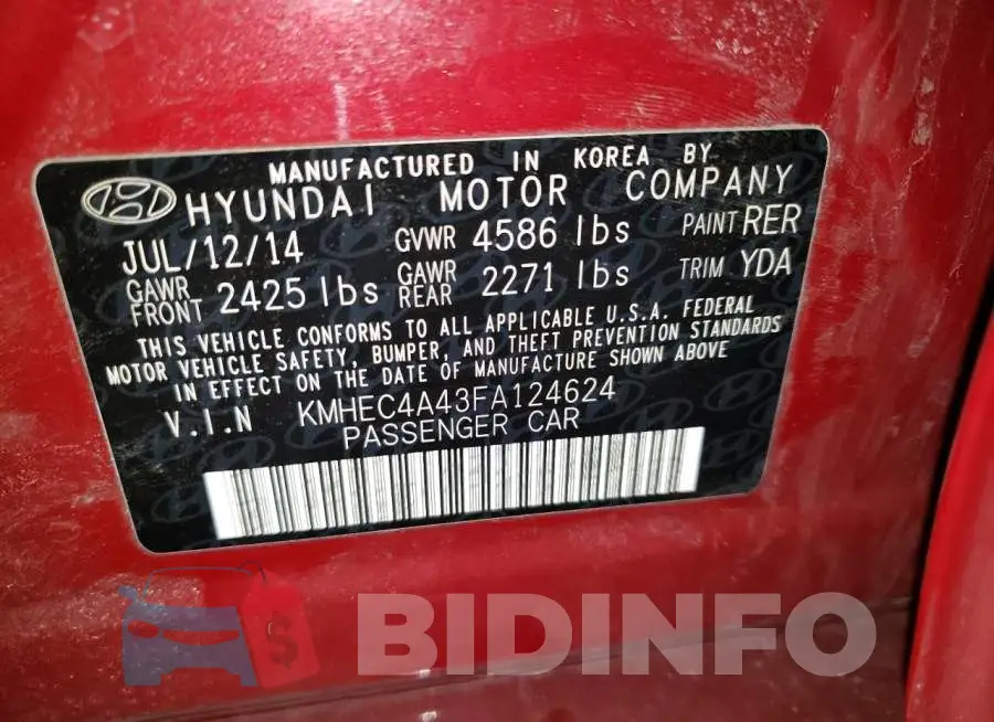 KMHEC4A43FA124624 Photo# 12