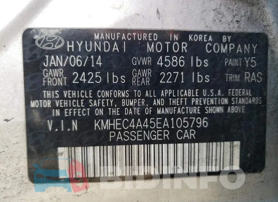 KMHEC4A45EA105796 Photo# 12