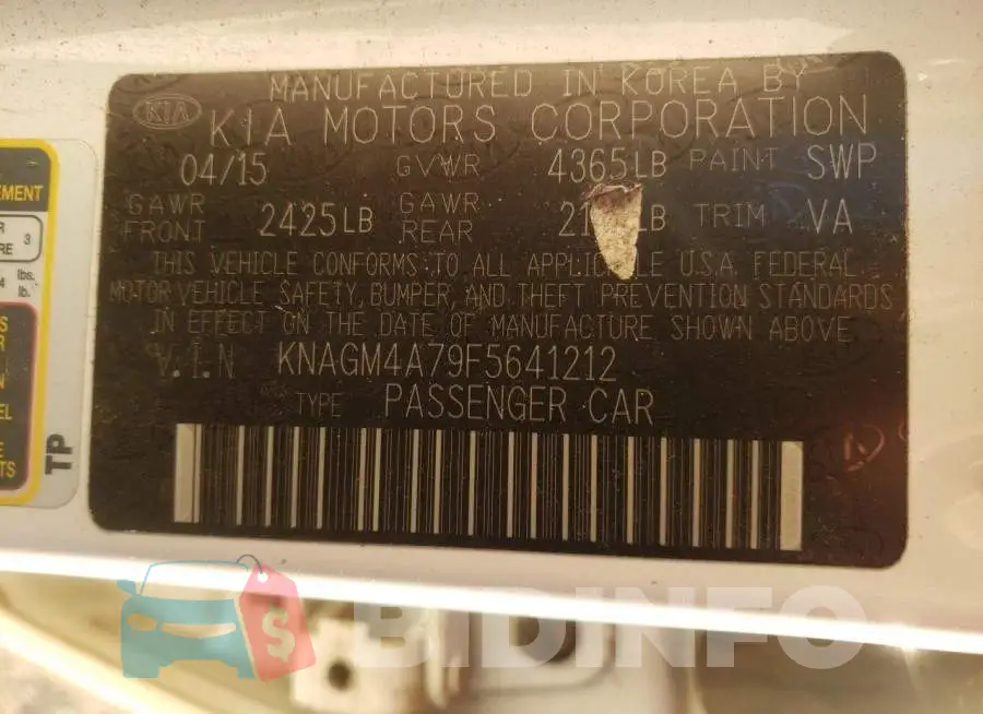 KNAGM4A79F5641212 Photo# 12