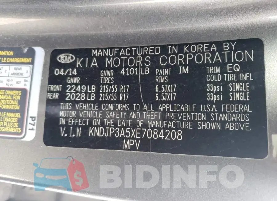 KNDJP3A5XE7084208 Photo# 12
