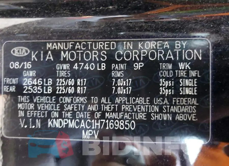 KNDPMCAC1H7169850 Photo# 12
