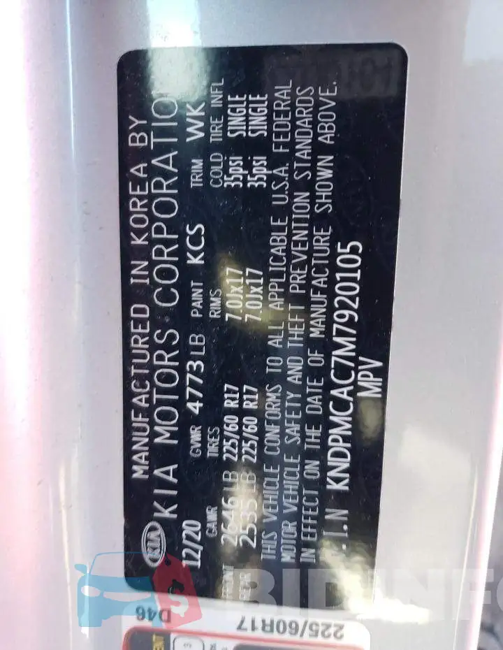 KNDPMCAC7M7920105 Photo# 13
