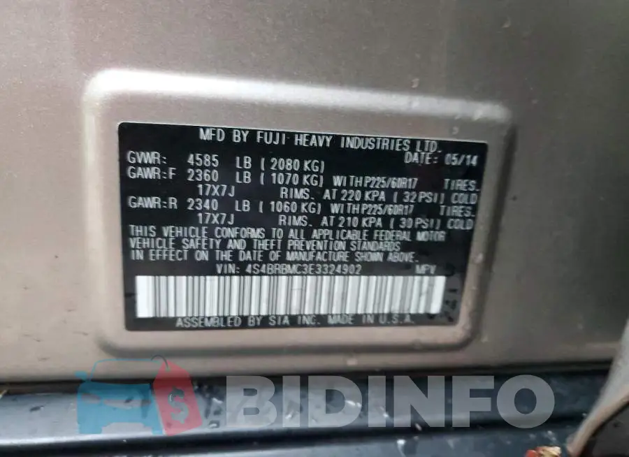 4S4BRBMC3E3324902 Photo# 13