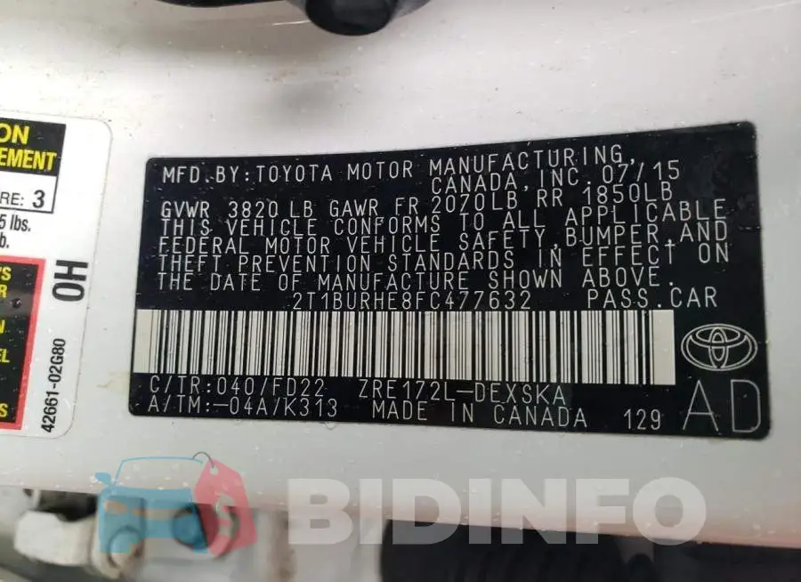 2T1BURHE8FC477632 Photo# 12
