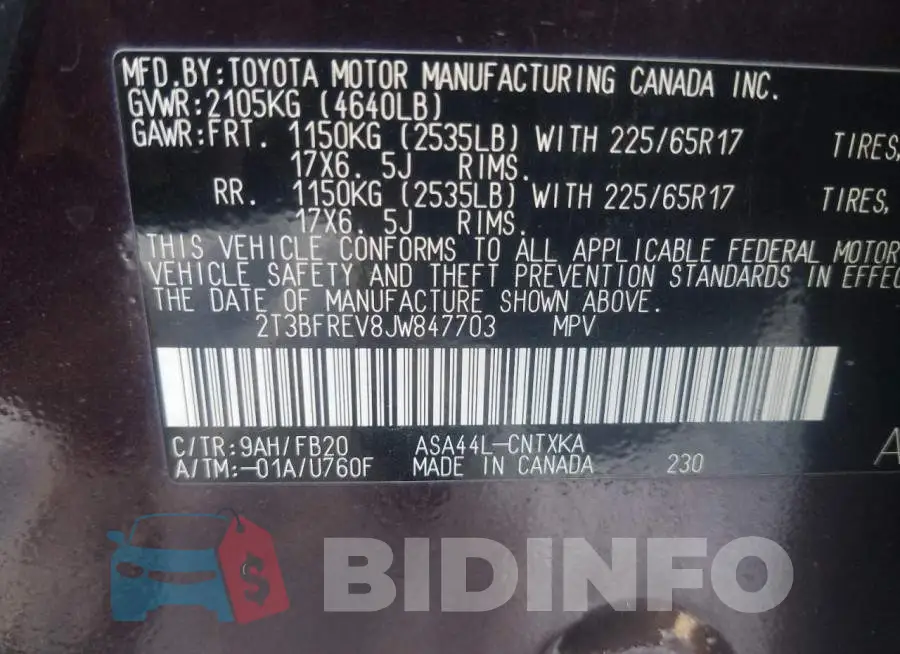 2T3BFREV8JW847703 Photo# 14