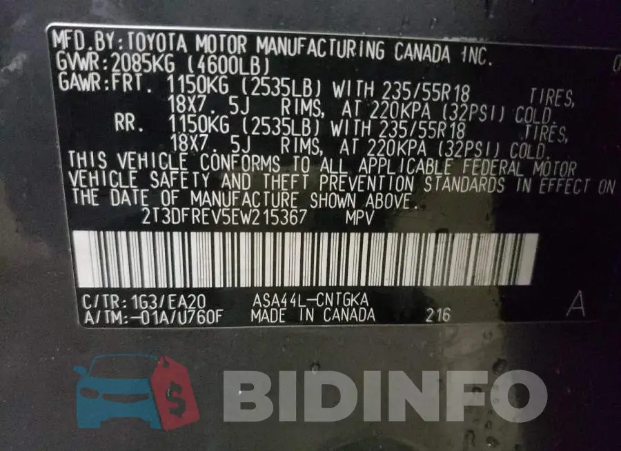 2T3DFREV5EW215367 Photo# 13