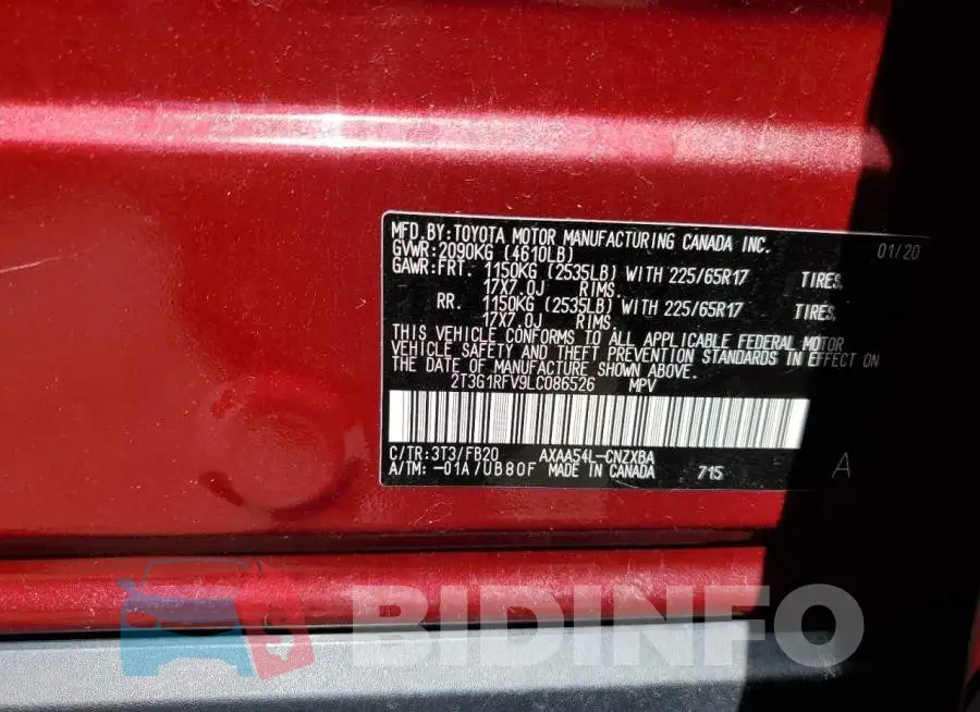 2T3G1RFV9LC086526 Photo# 12