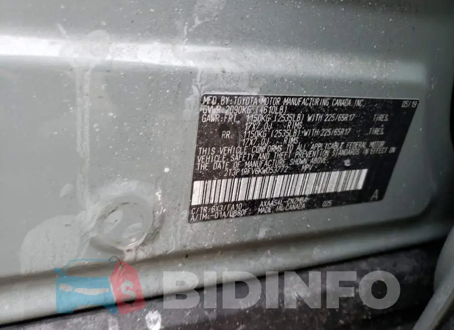 2T3P1RFV6KW053772 Photo# 13