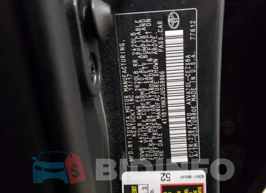 4T1B11HKXJU559966 Photo# 13