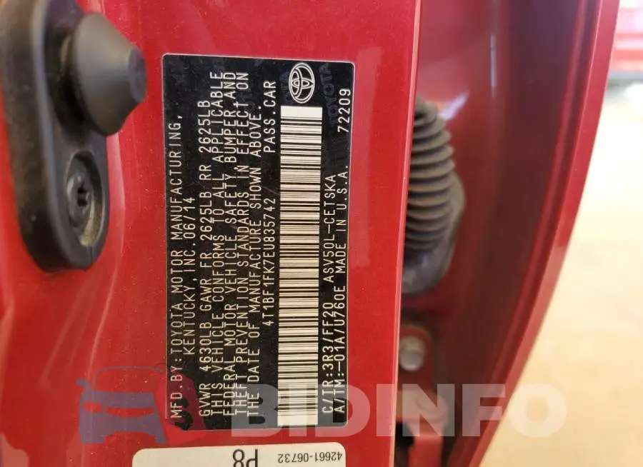4T1BF1FK7EU835742 Photo# 13