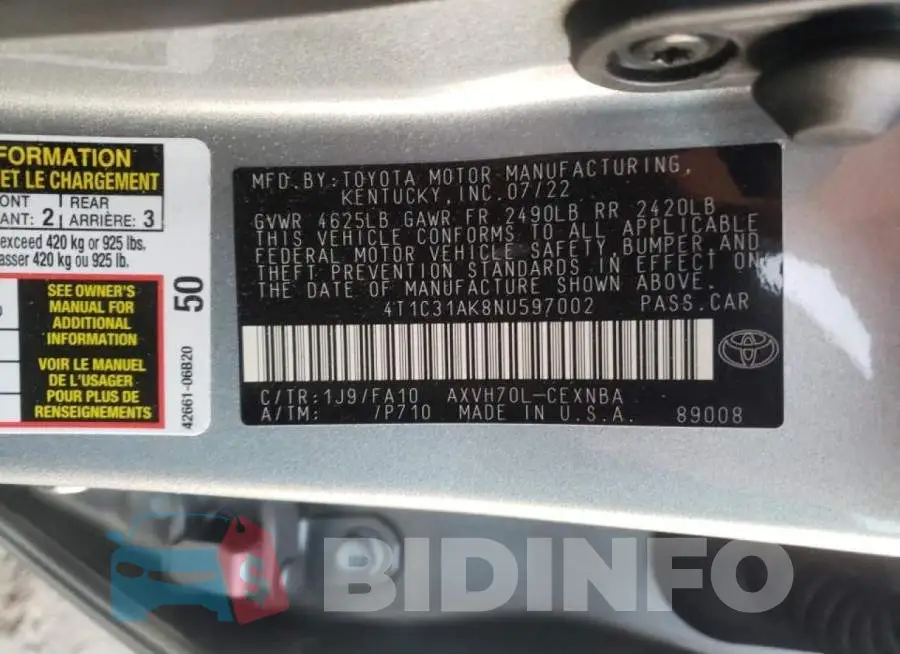 4T1C31AK8NU597002 Photo# 12