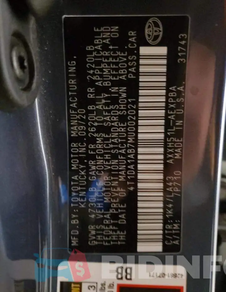 4T1DA1AB7MU002021 Photo# 12