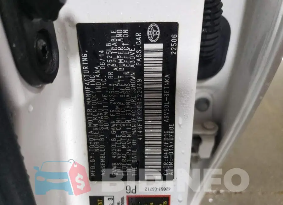4T4BF1FK2ER422049 Photo# 13