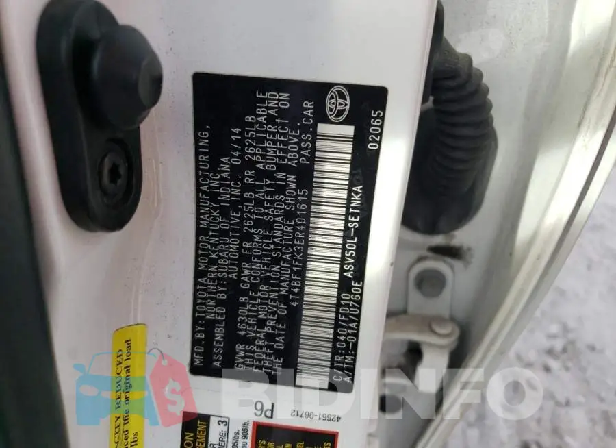 4T4BF1FK3ER401615 Photo# 12