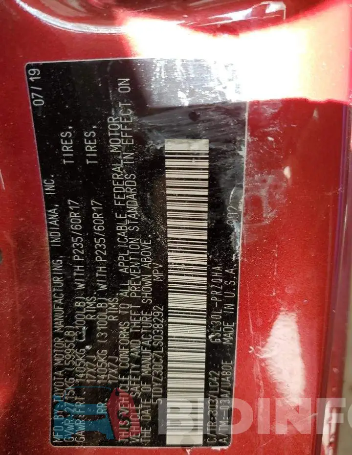 5TDYZ3DC7LS038292 Photo# 14