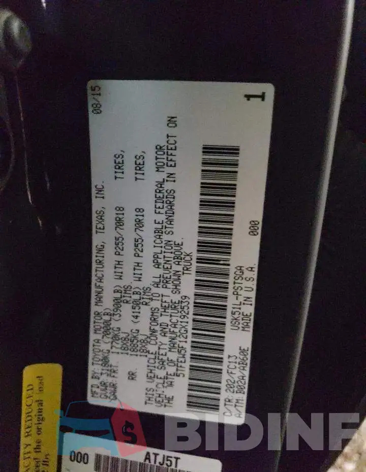 5TFEW5F12GX192539 Photo# 12