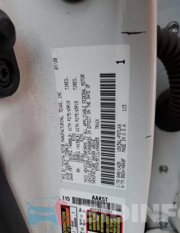 5TFHY5F11LX948055 Photo# 12