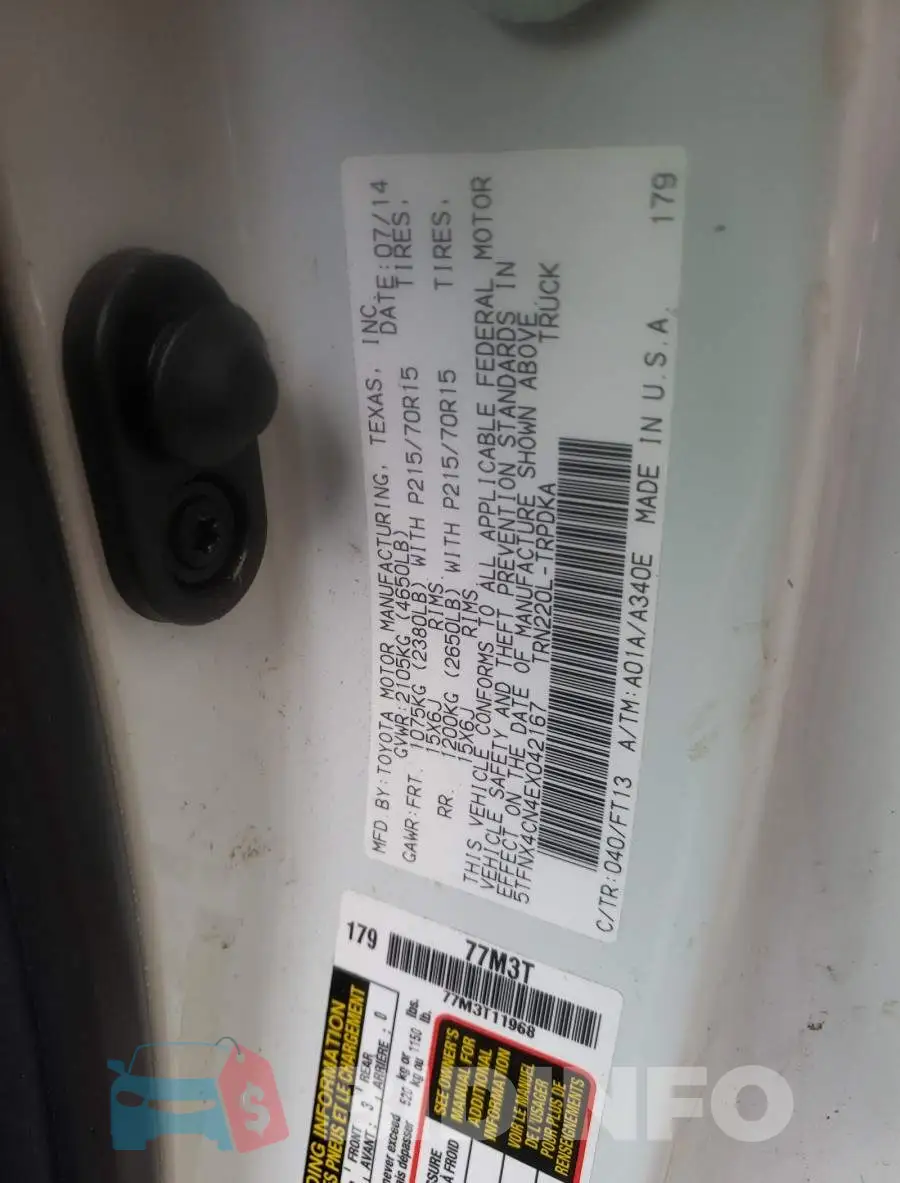 5TFNX4CN4EX042167 Photo# 10