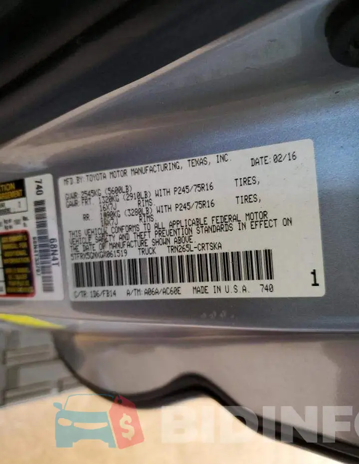 5TFRX5GNXGX061519 Photo# 13