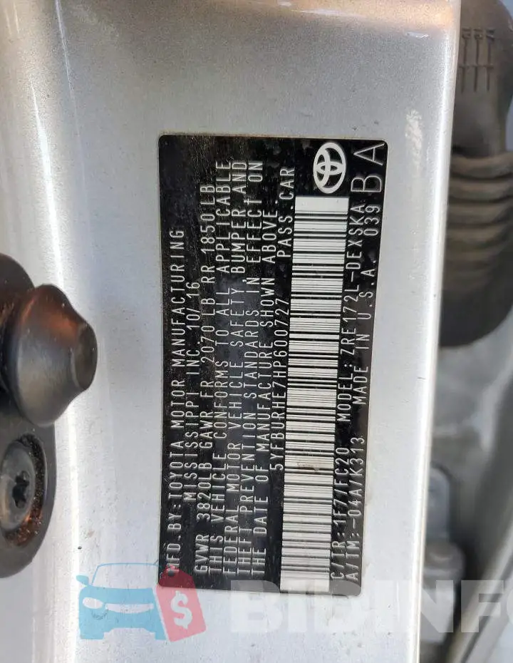 5YFBURHE7HP600727 Photo# 13